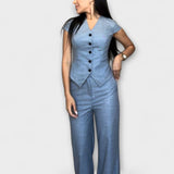 Ivy - Conjunto Elegante de Top com Decote em V e Calças