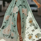 Julie - Vestido Renda Florido Verde-Claro