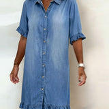 Anne™ | Vestido de denim enrugado