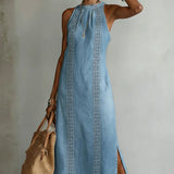 Julia™ | Vestido de denim com rendas retro