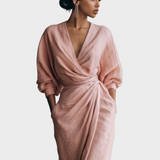 Vestido Maxi de Linho com Decote em V