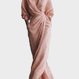 Vestido Maxi de Linho com Decote em V