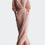 Lara - Vestido Maxi Linho Rosa