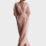 Vestido Maxi de Linho com Decote em V
