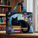 Bolso Artesanal - Gato Negro sobre Livros