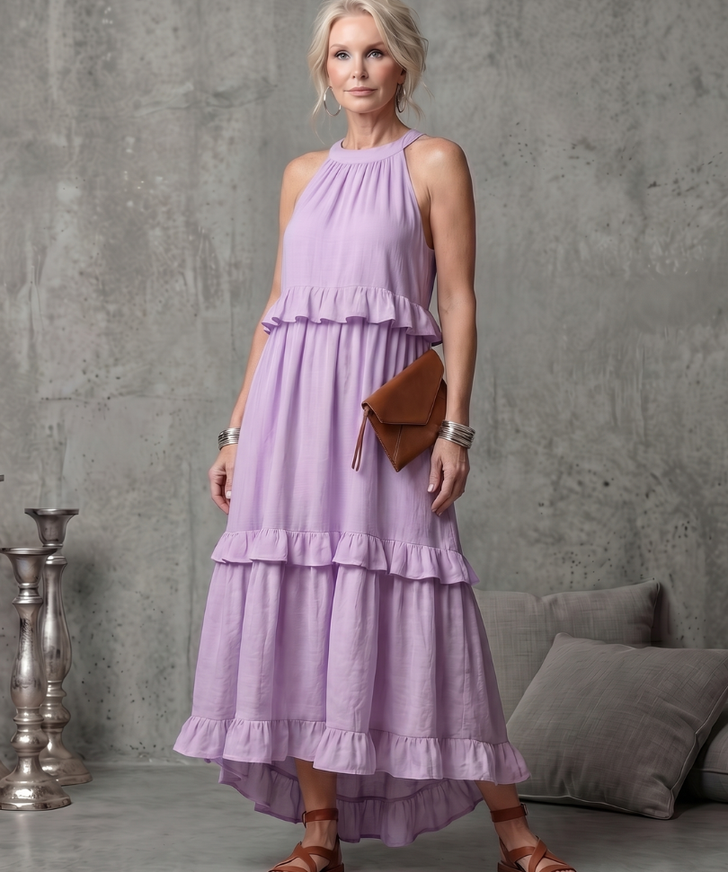 Katia - Vestido Maxi Halter Folhos