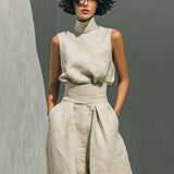 Flor - Conjunto minimalista de blusa sem mangas