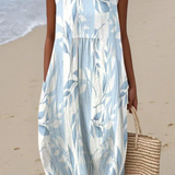 Joana - Vestido Midi Estampado Folhas