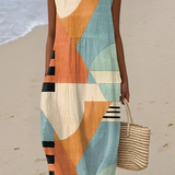 Íris - Vestido Midi Geométrico Moderno