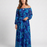 Aspen | Vestido Maxi Floral com Ombros à Mostra