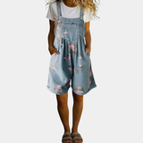 Judy™ | Macacão de denim floral lavado vintage