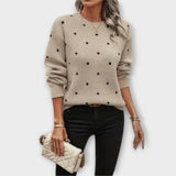 Ava – Sweater de Malha Casual com Mangas Longas e Padrão de Pontos