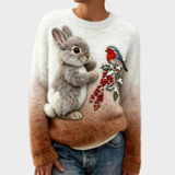Lucy | Sweater de pelúcia com coelho de Natal