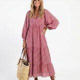 Arlette | Vestido Midi de Manga Longa com Estampa Geométrica