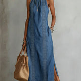 Julia™ | Vestido de denim com rendas retro
