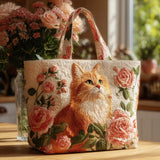Bolso Artesanal - Gato Vermelho com Rosas