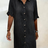 Anne™ | Vestido de denim enrugado