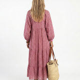 Arlette | Vestido Midi de Manga Longa com Estampa Geométrica