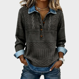 Chloe | Pullover de Malha Texturizada com Gola de Botão