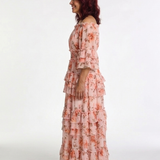 Rosalie | Vestido Maxi Floral com Renda e Ombros à Mostra