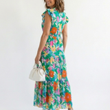 Lila | Vestido Midi Floral com Decote em V