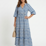 Elodie | Vestido Midi Camadas com Estampa de Diamante