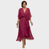 Monica Chiffon - Vestido com decote em V