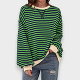 Alma | Sweatshirt Casual de Manga Longa com Decote Redondo e Padrão de Risca