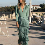 Lucija - Vestido de Franjas Sálvia