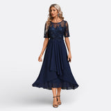 Mariana - Vestido Renda Azul-escuro