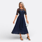 Mariana - Vestido Renda Azul-escuro