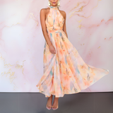 Leah™ | Elegante maxijante em chiffon com decote halterneck