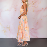 Leah™ | Elegante maxijante em chiffon com decote halterneck