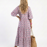 Mireya | Vestido Midi de Manga Longa com Estampado Geométrico