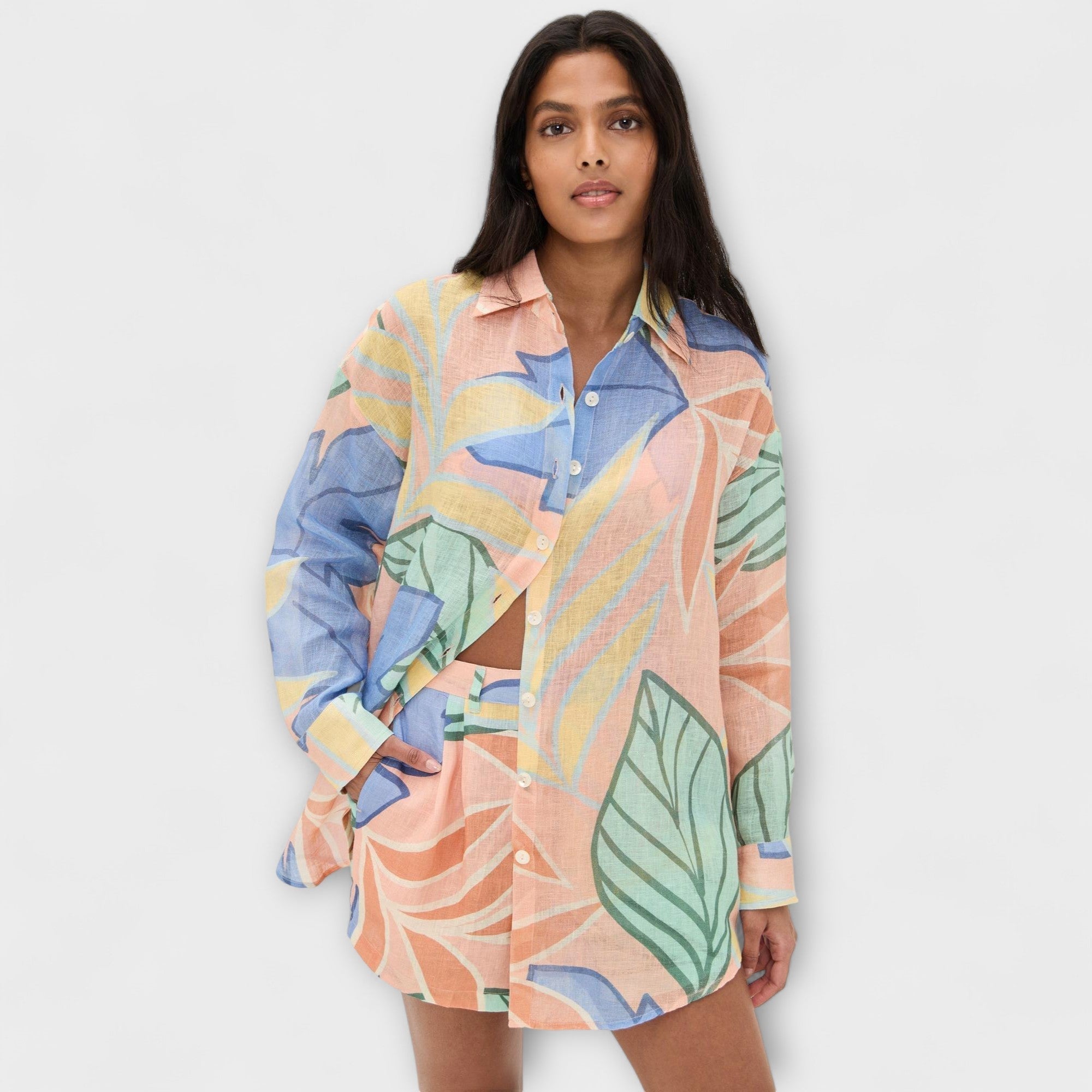 Mary - Conjunto de Calções com Estampa de Folhas Tropicais da Playa Boyfriend