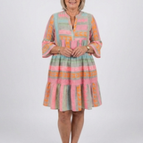Maelle | Vestido de Comprimento até ao Joelho com Estampa Geométrica e Decote em V