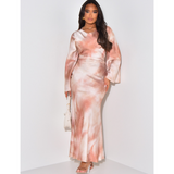 Royal | Vestido Maxi Ajustado de Cetim Elegante com Laço nas Costas