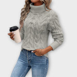 Amelia – Suéter Elegante de Gola Alta em Malha