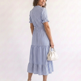 Dakota | Vestido Midi Estriado de Manga Curta
