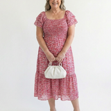 Odette | Vestido Midi Floral com Ombros à Descoberto