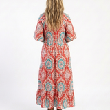 Zaria | Vestido Midi de Manga Curta com Decote em V e Estampa Paisley