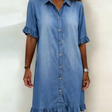 Anne™ | Vestido de denim enrugado