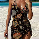 Fiesta – Tankini gráfico floral com calções, efeito barriga lisa