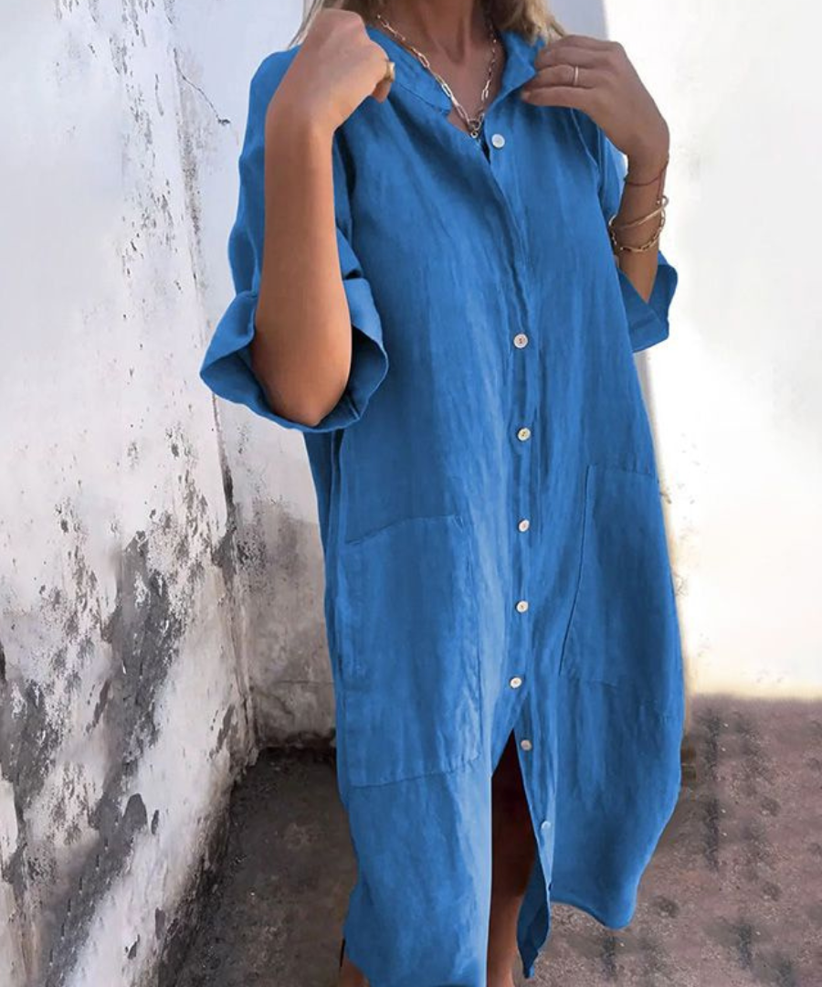 Milena™ | Vestido de verão em linho com botões