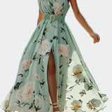 Julie - Vestido Renda Florido Verde-Claro