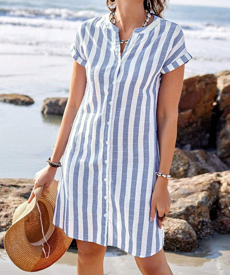 Maartje™ | Vestido de camisa leve de verão com riscas