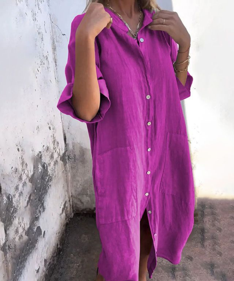 Milena™ | Vestido de verão em linho com botões