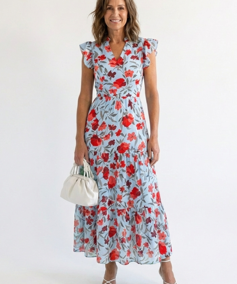 Lila | Vestido Midi Camisola Floral