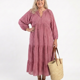 Arlette | Vestido Midi de Manga Longa com Estampa Geométrica