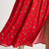 Delphine | Vestido Midi de Manga Bufante com Decote Quadrado e Estampado Floral